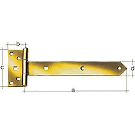 Penture anglaise avec goupille rivetée passivée penture 192 x 34 mm charnière 90 x 45 mm