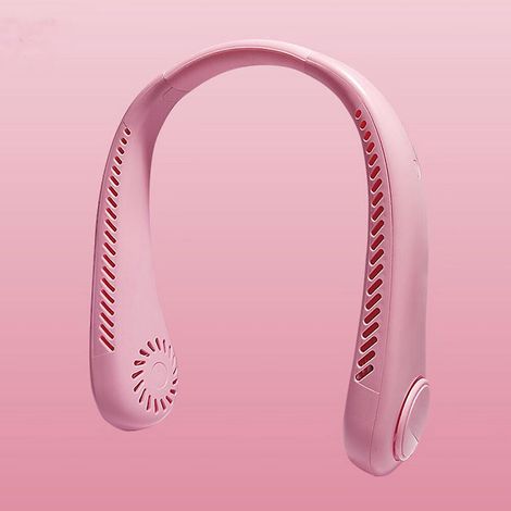 ventilateur De Cou,couleur Rose Ventilateur Portable Mini Ventilateur Usb Silencieux Mains Libres Sans Lame, Petit Ventilateur Cou Flux D Air 360 (1/5)