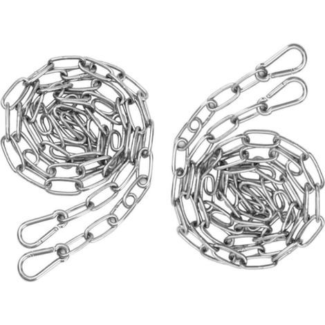 Chaîne en Acier inoxydable 2pcs 3mm X 2m Chaine Acier + 4 pcs Mousqueton Chaîne de Maillon d'extension pour Accrocher Chaîne d'ancre Hamac Multifonctionnel -Total 4 mètres (1/5)