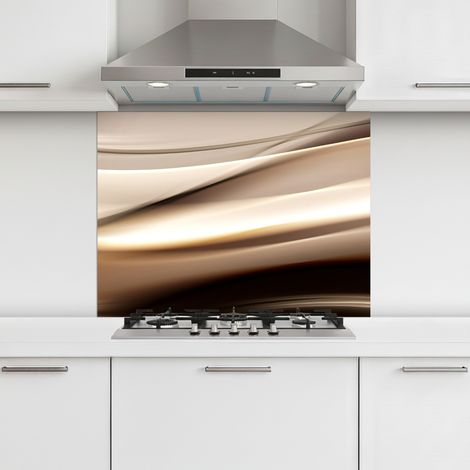 CRÉDENCE CUISINE Vagues - Abstrait - Beige chaud 80x60 cm