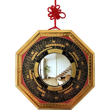 Bagua Miroir décoratif traditionnel chinois Feng Shui, miroir convexe pour décoration de maison, magasin, entreprise, 17,5 cm (1/5)