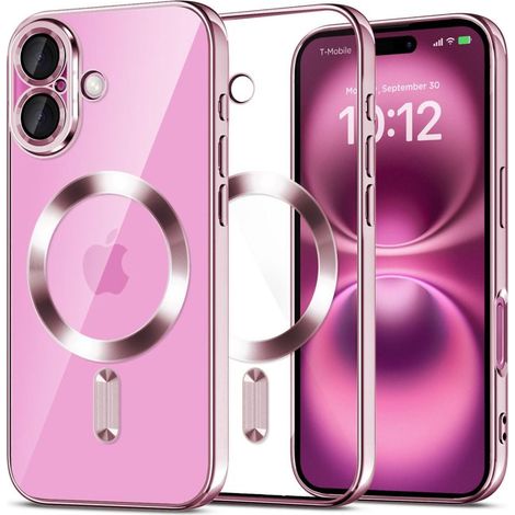 Funda Magflex Magsafe Tech-Protect para iPhone 16 - Transparente/Rosa