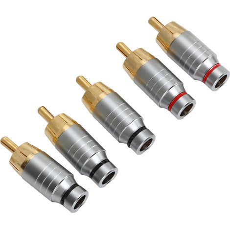 Lot de 5 connecteurs RCA universels en métal à souder pour câble audio/vidéo et prise haut-parleur (1/5)