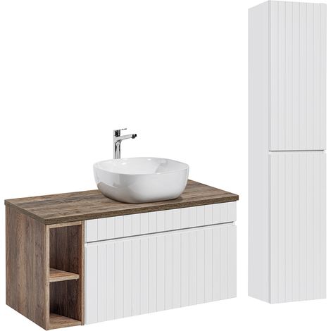 Set di mobili da bagno con lavabo Zelie bianco 100cm