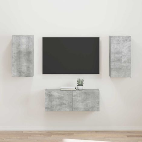 TV-Schrankset Wandmontiert 2 pcs Beton Grau Holzwerkstoff