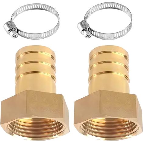 Lot de 2 raccords de tuyau en laiton 1/2" IG - Raccord de tuyau 1/2" - 10 mm - Adaptateur avec 2 colliers de serrage (1/5)