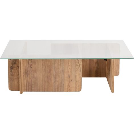 Table basse rectangulaire effet Bois et verre 105 cm - Naelis