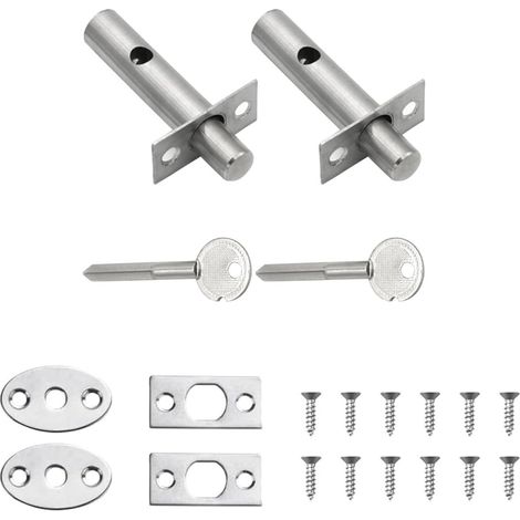 Lot de 2 serrures de porte intérieure cachées avec clé en étoile - Serrure à grille pour portes intérieures - Verrou pour portes de chambre à coucher (1/5)