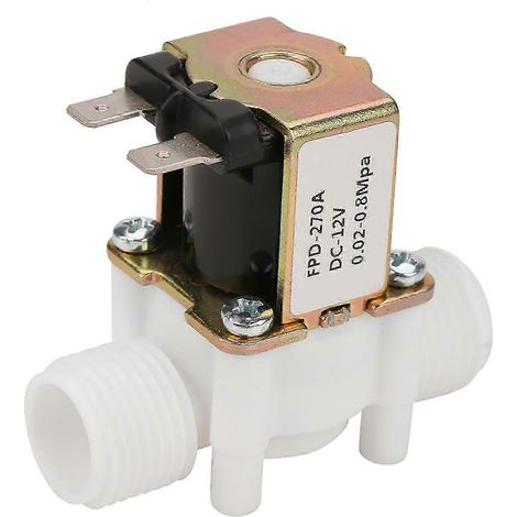 Électrovanne d'entrée d'eau électrique en plastique 12 V G1/2" NC pour distributeur d'eau (1/4)