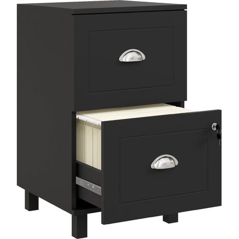 Archivio con serratura e 2 cassetti regolabili per cartelle A4 e Letter, design compatto, 40x41,5x67,5 cm, nero.