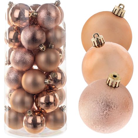 Weihnachtsbaumkugeln, unzerbrechliches Plastik, 6 cm Durchmesser, assortierte Farben, bruchsicher, geeignet für alle Weihnachtsbaumtypen (1/5)