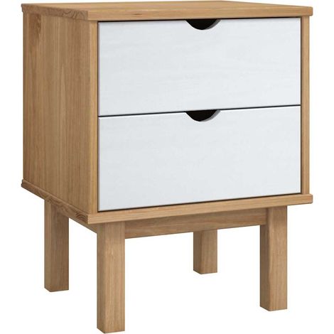 vidaXL Table de chevet OTTA marron et blanc 45x39x57cm bois pin massif