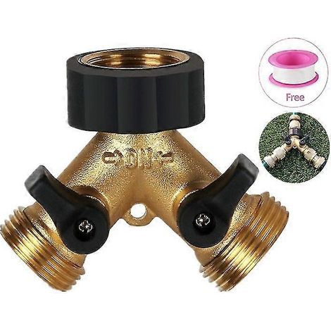 Robinet double pour machine à laver 2024, distributeur en Y à 2 voies 3/4 pouce pour le raccordement de 2 appareils (1/5)