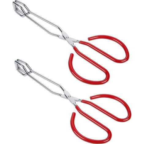 Pince-ciseaux en acier inoxydable, Lot de 2 Rouge 25,4 cm Pince Barbecue Longue, Pinces de Ciseaux de Barbecue, Pince Retourne Saucisse, Résistantes à la Chaleur, Pince de Cuisine (1/5)