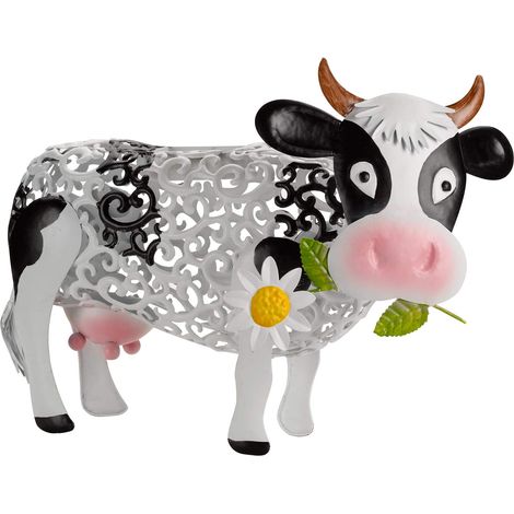 Silhouette métallique d'une vache intelligente au pâturage solaire (1/5)