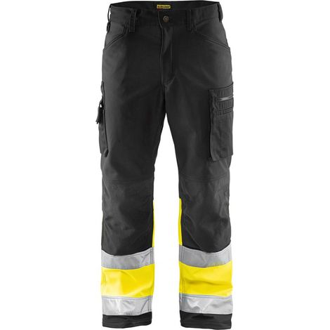 Pantaloni da lavoro ad alta visibilità in softshell elasticizzato Classe 1 Blaklader Nero / Giallo 46 (1/5)