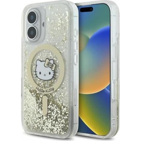 Coque iPhone 16 - TPU PC - Paillettes Liquides - Compatible Chargeur Sans Fil - Blanc Doré - 1 Pièce (1/5)