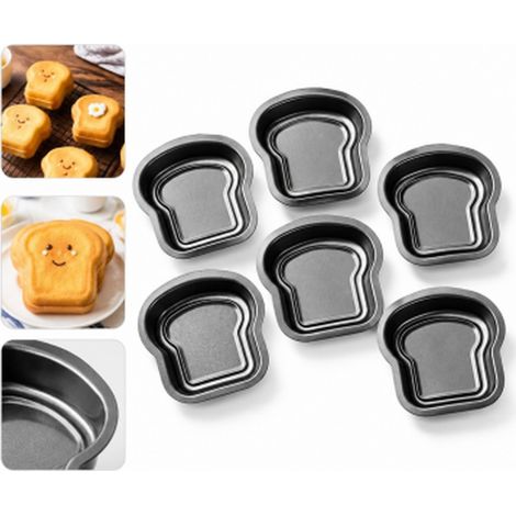 6 Pcs Petits Moules a Gateau Toque de Cuisinier Acier au Carbone 6.7 x 6.7 x 1.8 cm Mini Cake Brioche Madeleine Boulangerie Maison (1/5)