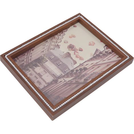Cadre photo vintage à l'aspect exquis, couvercle transparent, ornement pour la décoration intérieure, cadeau de Noël, L (17,1 x 22,2 x 2 cm / 6,3 x 8,7 x 0,8 po) (1/5)