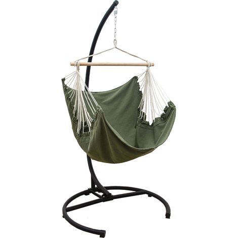 XL Hängesessel Relaxsessel 155x125cm in Moosgrün mit 210cm Gestell (1/5)