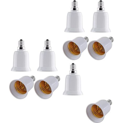 2 pièces Convertisseur adaptateur E14 vers E27, convertisseur douille pour LED, ampoules à incandescence et ampoules CFL, adaptateur douille E14 vers E27 de petit (10) (1/5)
