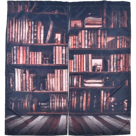 Rideaux Salon Impression 3D Bibliothèque - Rideaux Occultants Chambre (170x200 cm)