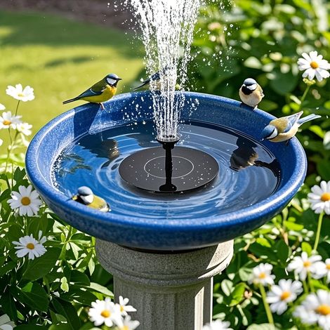 Fontaine solaire entièrement automatique de 16 cm avec 6 buses, fontaine à bain d'oiseaux solaire. (1/5)