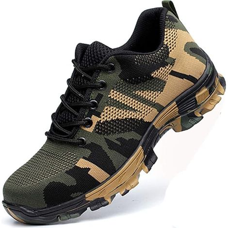 MINKUROW Sicherheitsschuhe Herren Damen Leichte Stahlkappe Arbeitsschuhe Atmungsaktiv Leichte Schutzschuhe Sicherheitstrainer, Grün, 39EU (1/5)