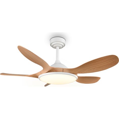 Plafonnier LED ventilateur 24W 2800lm CCT 2700-6500K Ø108cm effet bois télécommande IP20 - Trio FLEN