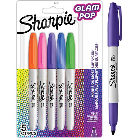 Marqueurs permanents Pointe fine pour des détails audacieux Couleurs assorties 5 feutres marqueurs (1/5)