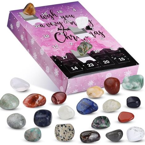 Calendrier de l'Avent 2025 – Cristaux et pierres précieuses naturelles – Coffret surprise – 24 jours de surprise – Cadeau de pierres de guérison multicolores (1/5)
