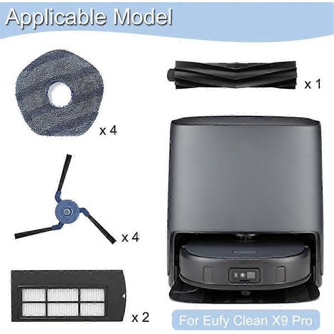 Para repuestos y accesorios de Eufy Clean X9 Pro: cepillo lateral principal, filtro HEPA, paño de fregona (como se muestra en la imagen SZRH) (1/4)