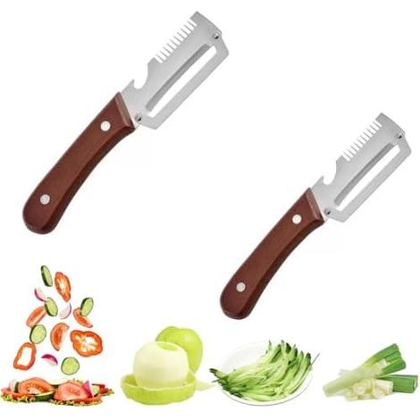 Set of 2 multifunctional 3-in-1 peelers and bottle openers for fruits, vegetables, cucumbers and potatoes (1/5)