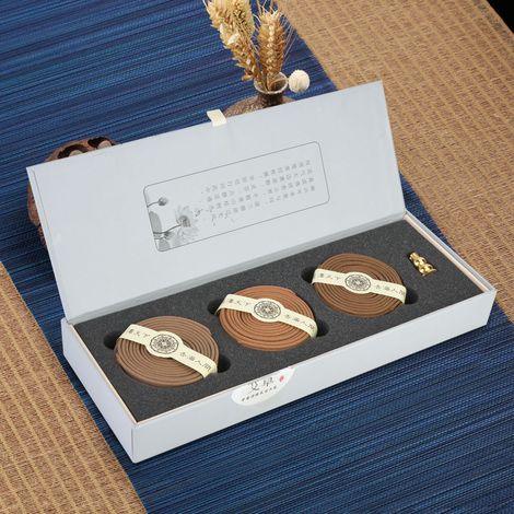 Encens naturel en spirale, trois saveurs, 4 heures, Agilawood/Santal/Absinthe, avec coffret cadeau (1/5)