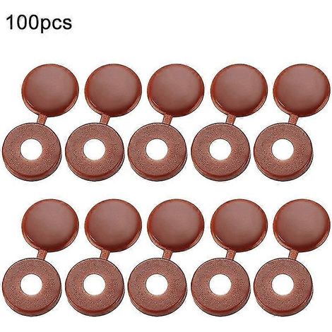 Lot de 100 cache-vis à charnière pliables en plastique, capuchons pour vis autotaraudeuses - Yujia, marron, style A (1/5)
