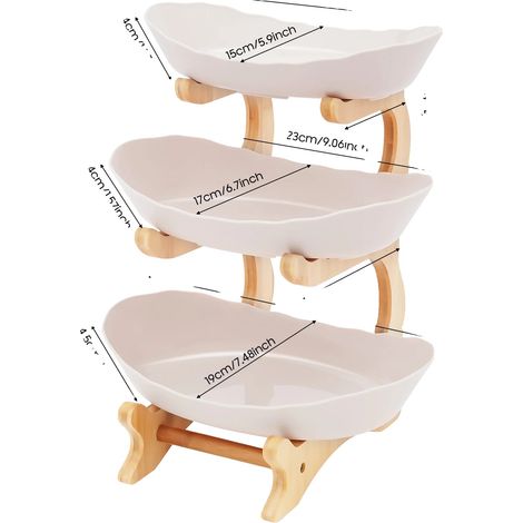 Servierschalen, 3-stöckig, elegante Yuanbao-Form, beige, 3-stöckig (1/2)