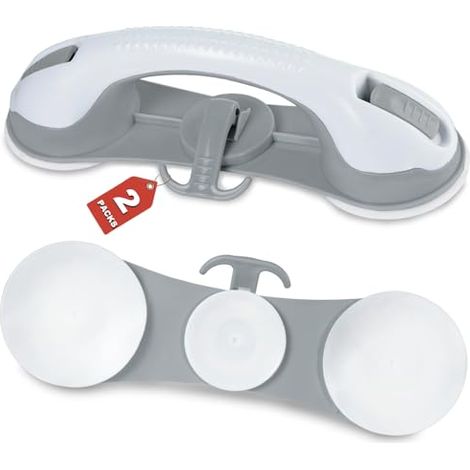 Set bestehend aus 2 Haltegriffen, 3 Badewannenstützen mit Saugnäpfen, stabilem Griff und abnehmbarem Sicherheitsgriff für Badewanne, Senioren und Badewanne (1/5)