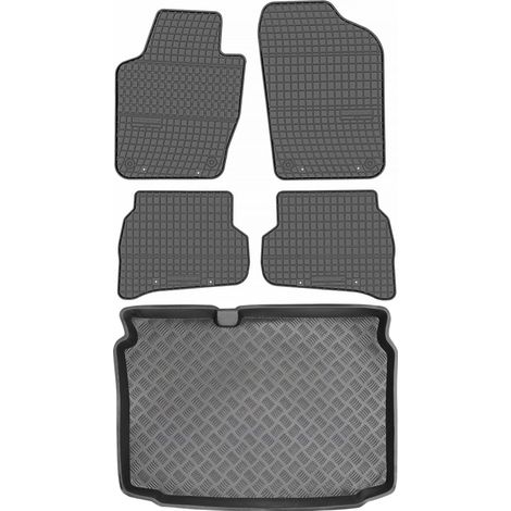 Set di tappetini in gomma per auto e tappetino per bagagliaio per Volkswagen Polo V Hatchback dal 2009 al 2017.