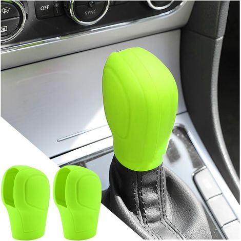 Lot de 2 housses de pommeau de levier de vitesse de voiture, antidérapantes, confortables en silicone pour homme et femme, accessoires d'intérieur de véhicule universels (vert) (1/5)
