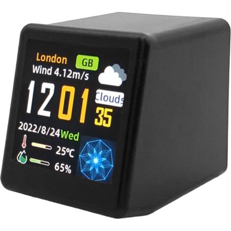 Station météo bureau écran IPS 1.54 pouces, horloge WiFi, thermo-hygromètre, 3 animations GIF (1/5)