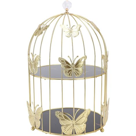 Birdcage-Shaped Cake Stand, 3-Tier Dessert Stand with Glass and Iron for Wedding Party, Birthday, Baby Shower, Home Decoration (1/5)