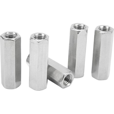 Lot de 5 écrous de raccordement hexagonaux M12x1,75 L60mm en acier inoxydable 304, connecteurs de tige filetée (1/5)