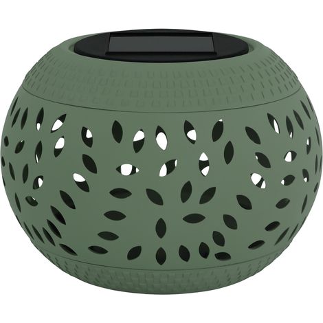 Lampe solaire jardin boule ajourée verte LED IP44 Herbi