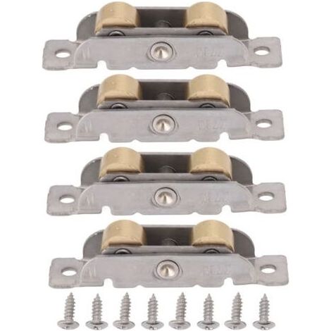 Ensemble de 4 roulettes pour porte-fenêtre coulissante, en acier inoxydable et cuivre, avec roulement à billes pour verre plat. (1/5)
