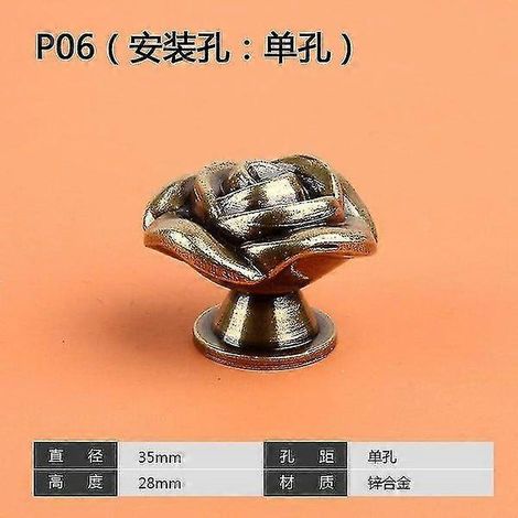 Boutons de porte en alliage de zinc doré en forme de rose - Durables, faciles à installer, lot de 2, idéaux pour les armoires et les meubles (1/3)