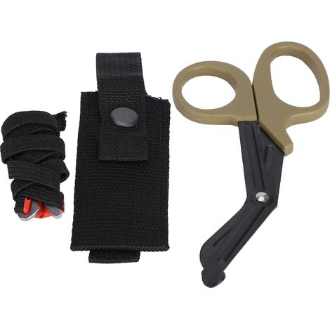 Ciseaux de secours à lame dentelée, coupe fine pour toile, garrot, bandage, outil d'urgence, paire de ciseaux de survie (1/5)