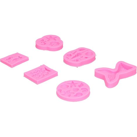 6-teilige Silikon-Muschelform für Fondant, Schokolade, Tortendekoration, rosa (1/5)