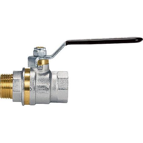 Robinet à bille en laiton male/femelle 1" avec levier manuel en acier