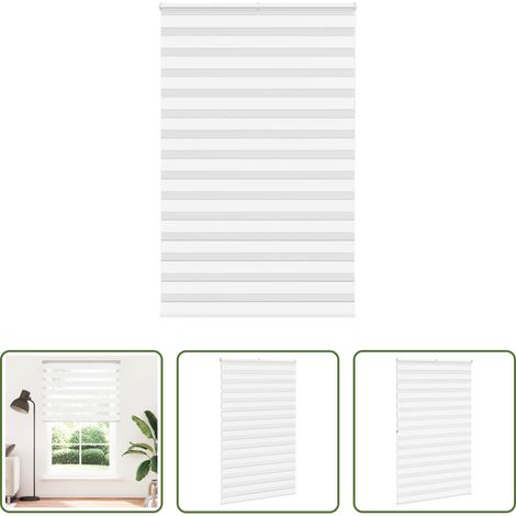 Store zébré - Store zèbre blanc 140x200 cm largeur du tissu 135,9cm polyester (1/5)