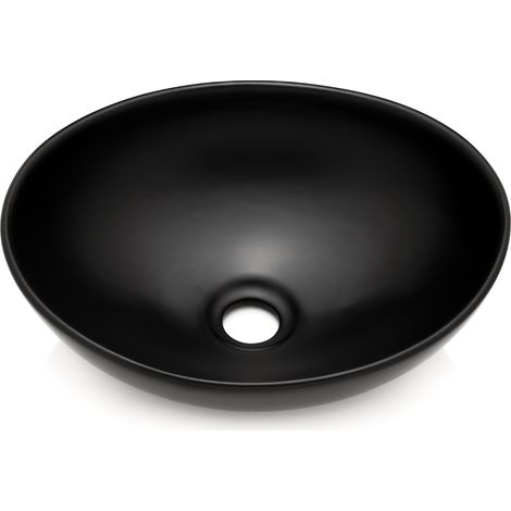 Park Waschbecken in Schwarz Matt aus feinster Keramik als Aufsatzwaschbecken ohne Hahnloch 400 x 340 x 145 mm (1/5)